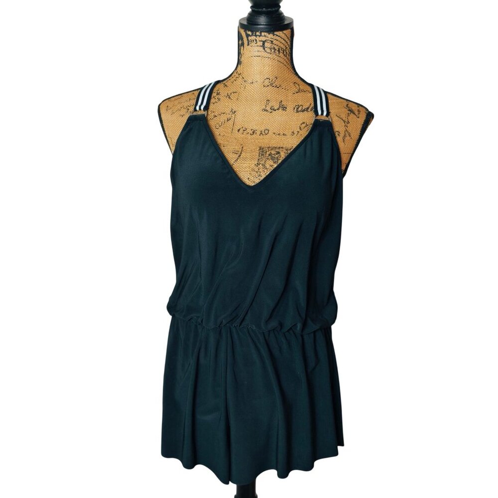 Miraclesuit Magicsuit Black Swimsuit 12 Gaby Swim Dress One-Piece Striped Strap - Picture 3 of 11